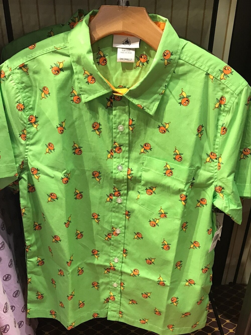 NWOT Disney Parks Orange Bird Green Button Down Camp Shirt M
